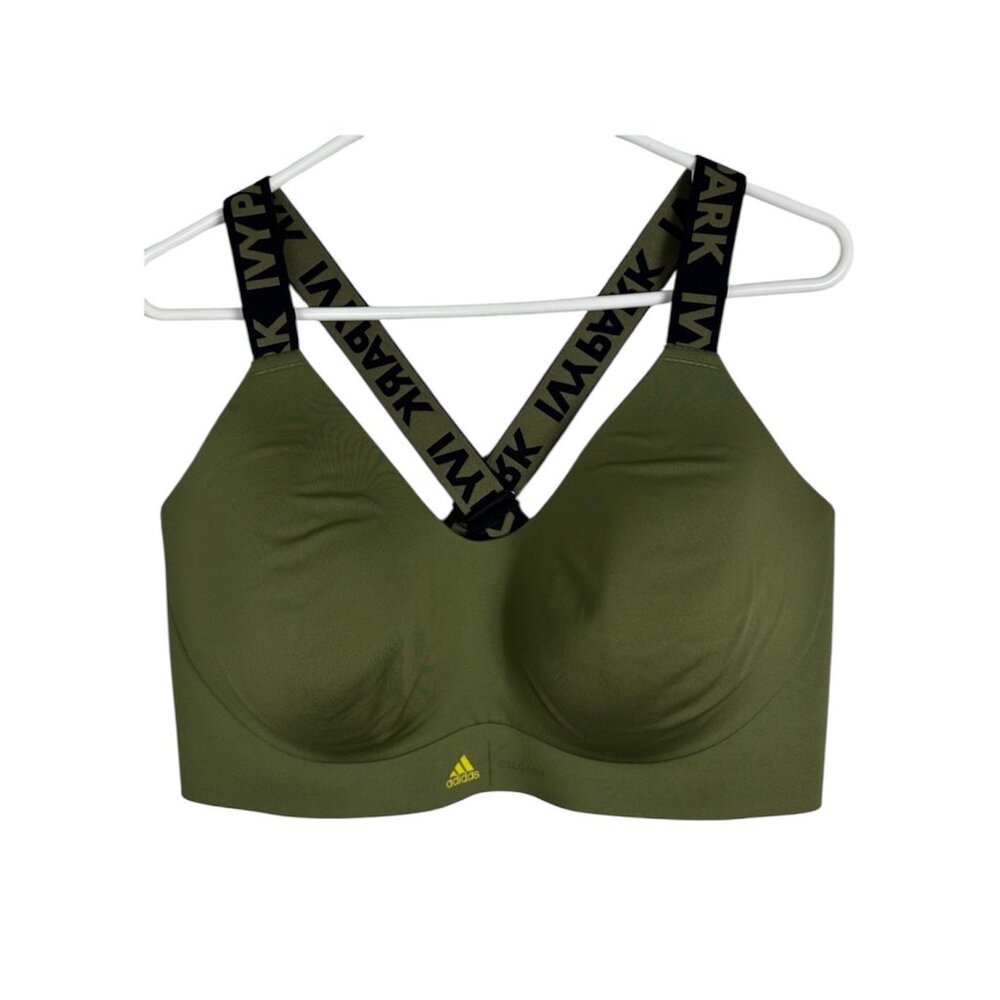Ivy Park Adidas Green Sports Bra Womens Sz 1X Supportive Army Cross‎ Back Sporty